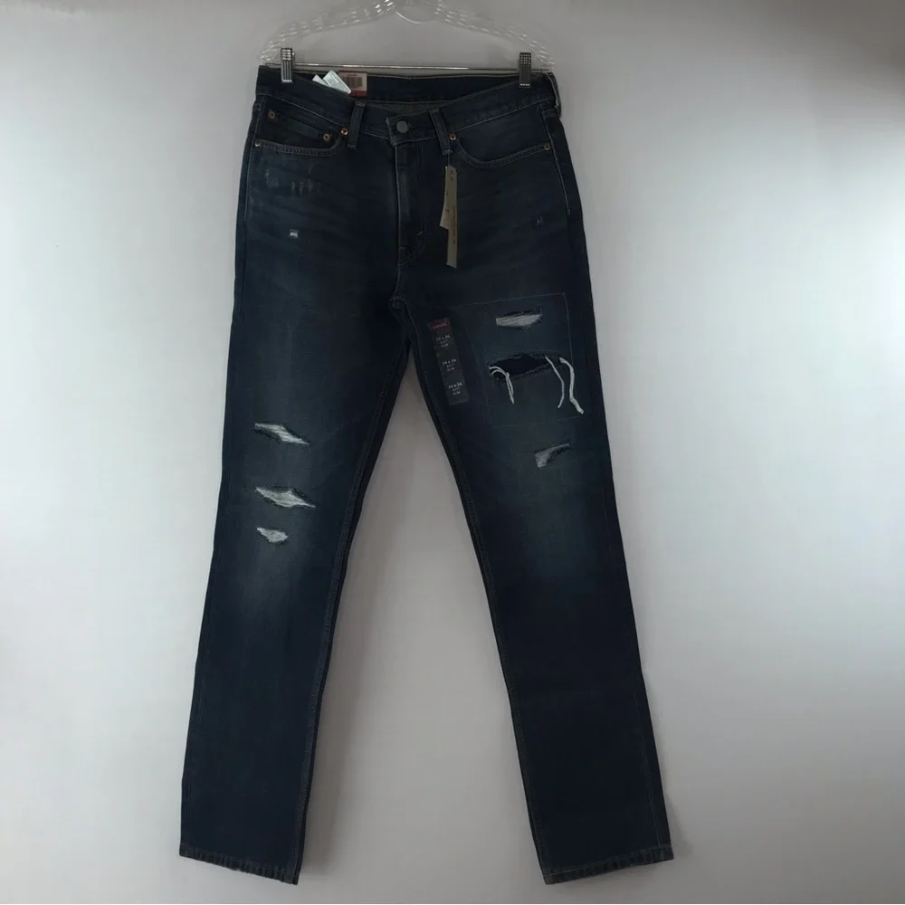 Levi's 511 Slim Medium Blue Distressed Denim Jeans Size 34/36